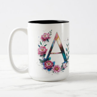 Letter A Coffee Tasse - Blumendesign für Geschenke