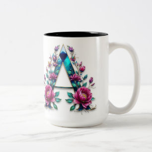 Letter A Coffee Tasse - Blumendesign für Geschenke