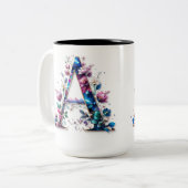 Letter A Coffee Tasse - Blumendesign für Geschenke (Vorderseite Links)