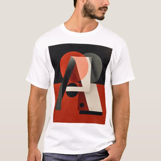 Letter A – Constructivist Geometry on Textured Red T-Shirt (Vorderseite)