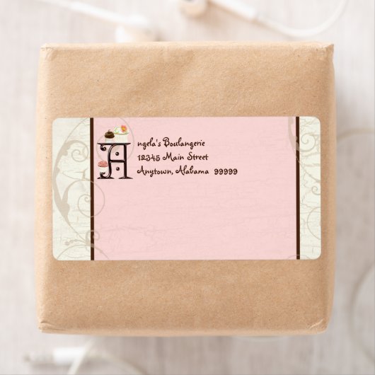 Letter A Cupcake Business Address Mailing Labels (Insitu)