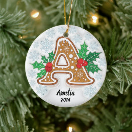 Letter A Custom Christmas Monogram Ornament