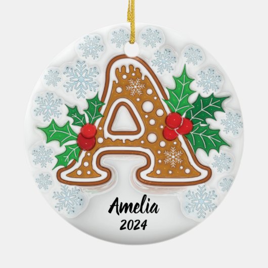 Letter A Custom Christmas Monogram Ornament (Hinten)