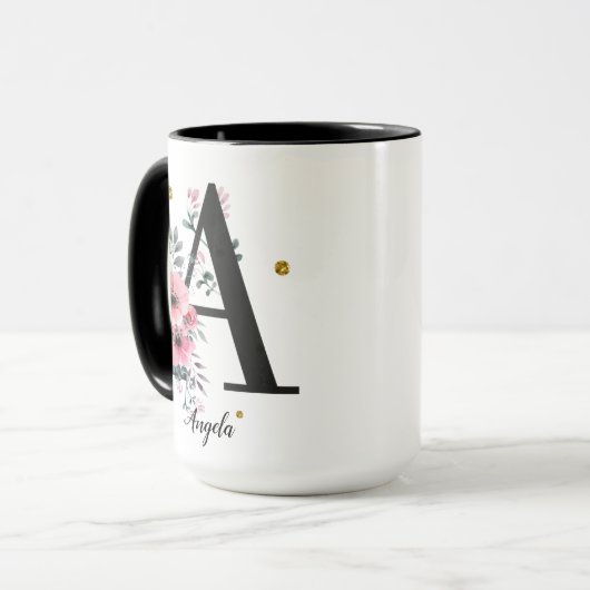 Letter A custom name Tasse (Vorderseite Links)