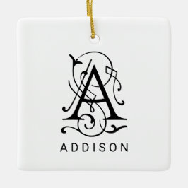 Letter A Elegant Monogram Christmas Ornament