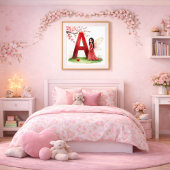 Letter A Fairy Nursery Poster - Cherry Blossoms