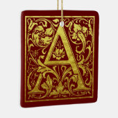 Letter A First Letter Imitats Gold und Rot Keramikornament (Rechts)
