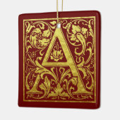 Letter A First Letter Imitats Gold und Rot Keramikornament (Links)