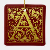 Letter A First Letter Imitats Gold und Rot Keramikornament (Rückseite)