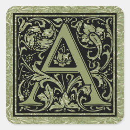 Letter A First Letter Monogram Quadratischer Aufkleber