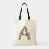 Letter A floral garden monogram  Tragetasche (Rückseite)