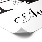 Letter A Floral Modern Black Monogram Kinderzimmer Poster (Ecke)