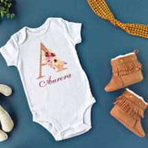 Letter A Floral Rose Gold Monogram