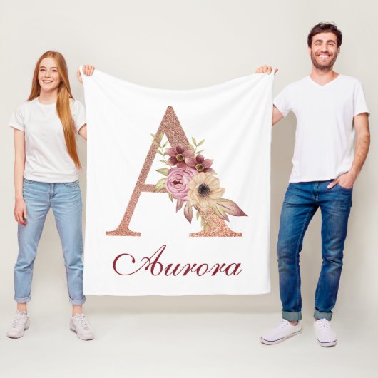 Letter A Floral Rose Gold Monogram Kinderzimmer Fleecedecke (Beispiel)