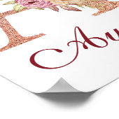 Letter A Floral Rose Gold Monogram Kinderzimmer Poster (Ecke)