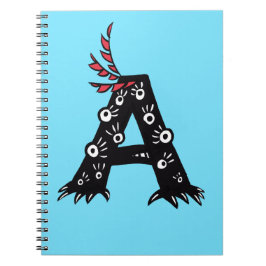 LETTER A Funny Cute Monster Kids Notizblock