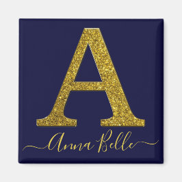 Letter A Gold Glitzer Magnet