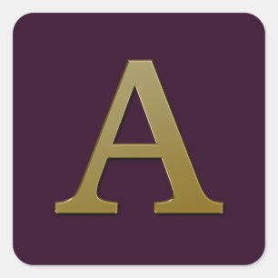 Letter A Gold Square Aufkleber