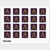 Letter A Gold Square Sticker (Blatt)