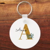 Letter A Golden Monogram Schlüsselanhänger (Vorderseite)