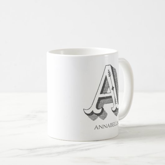 Letter A Grey Monogram Modern Name Kaffeetasse (VorderseiteRechts)