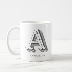 Letter A Grey Monogram Modern Name Kaffeetasse