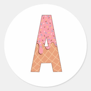 Letter A - Ice-Creme Runder Aufkleber