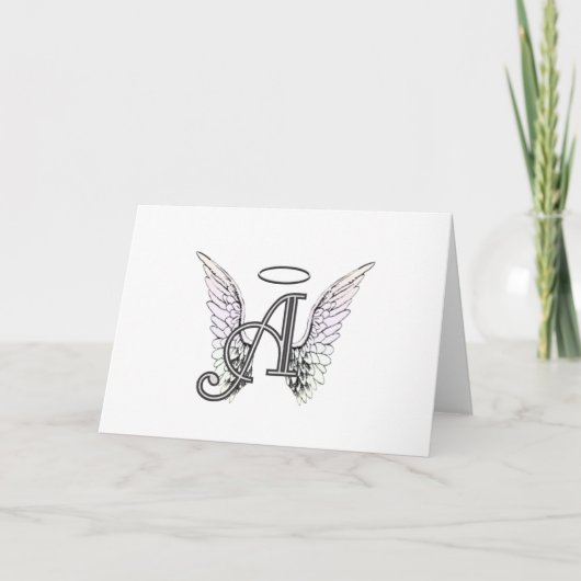 Letter A Initial Monogram mit Angel Wings & Halo (Vorderseite)