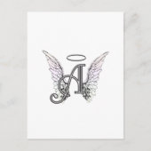 Letter A Initial Monogram mit Angel Wings & Halo Postkarte (Vorderseite)