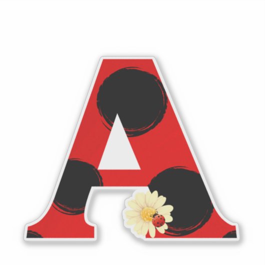 Letter A Ladybug Print with Ladybug and Blume Aufkleber (Vorderseite)