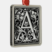 Letter A Medieval Monogram Art Silbernes Ornament (Rechts)