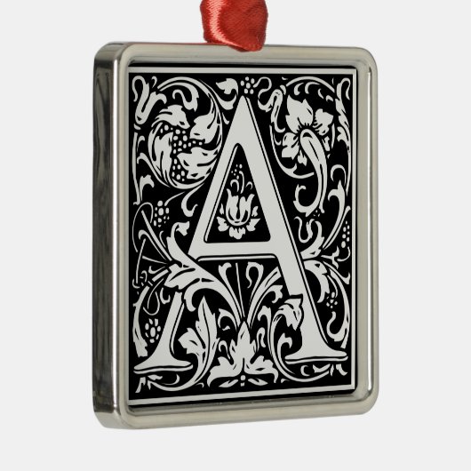 Letter A Medieval Monogram Art Silbernes Ornament (Rechts)