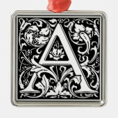 Letter A Medieval Monogram Art Silbernes Ornament (Vorne)