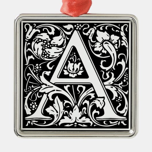 Letter A Medieval Monogram Art Silbernes Ornament (Vorne)