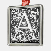 Letter A Medieval Monogram Art Silbernes Ornament (Links)
