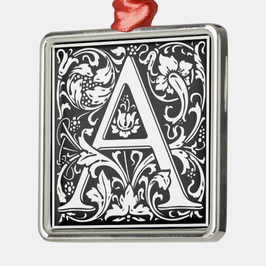 Letter A Medieval Monogram Art Silbernes Ornament (Links)