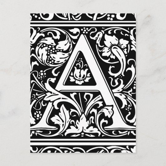Letter A Medieval Monogram Vintag Initial Postkarte (Vorderseite)