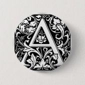 Letter A Medival Monogram Art Nouveau Button (Vorderseite)