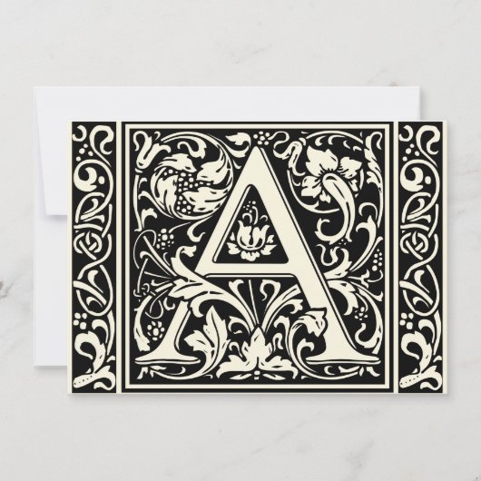 Letter A Medival Monogram Art Nouveau Einladung (Vorderseite)