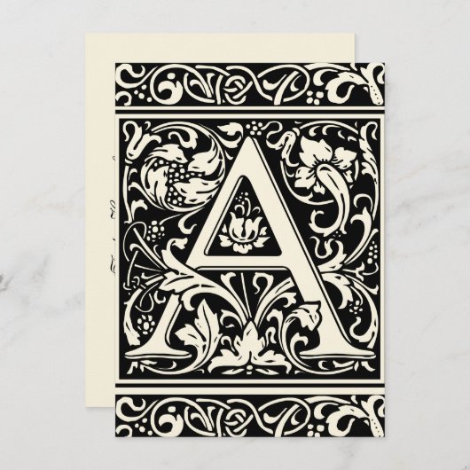 Letter A Medival Monogram Art Nouveau Einladung (Vorne/Hinten)