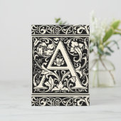 Letter A Medival Monogram Art Nouveau Einladung (Stehend Vorderseite)