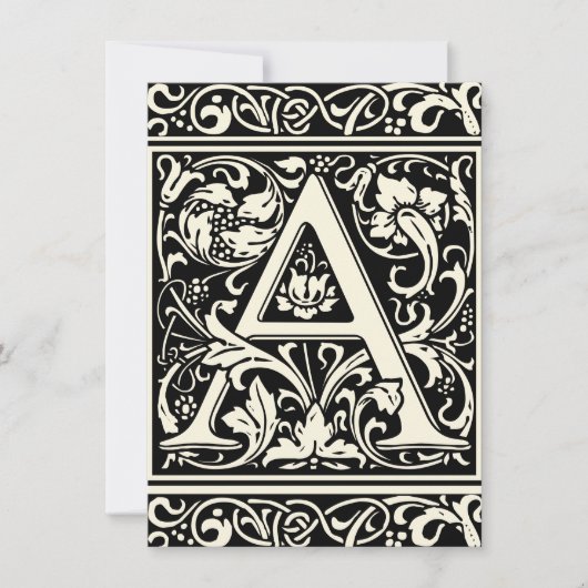 Letter A Medival Monogram Art Nouveau Einladung (Vorderseite)