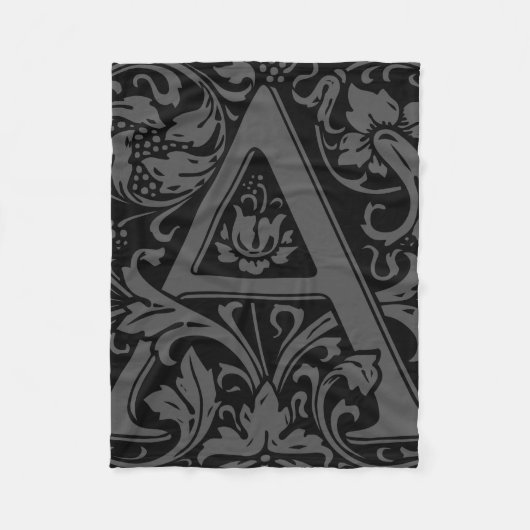Letter A Medival Monogram Art Nouveau Fleecedecke (Vorderseite)