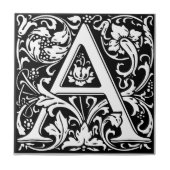 Letter A Medival Monogram Art Nouveau Fliese (Vorderseite)