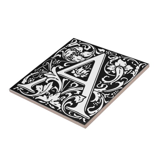 Letter A Medival Monogram Art Nouveau Fliese (Seite)