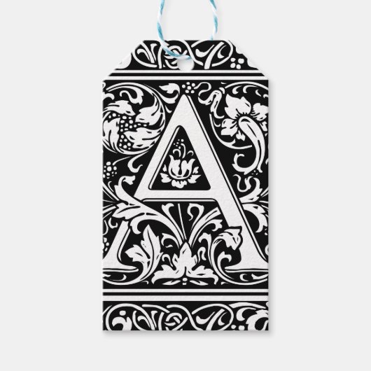 Letter A Medival Monogram Art Nouveau Geschenkanhänger (Vorderseite)