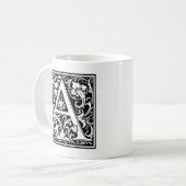 Letter A Medival Monogram Art Nouveau Kaffeetasse (Vorderseite Links)