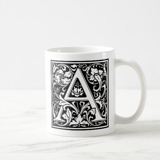 Letter A Medival Monogram Art Nouveau Kaffeetasse (Rechts)