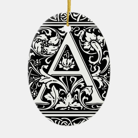 Letter A Medival Monogram Art Nouveau Keramikornament (Vorne)