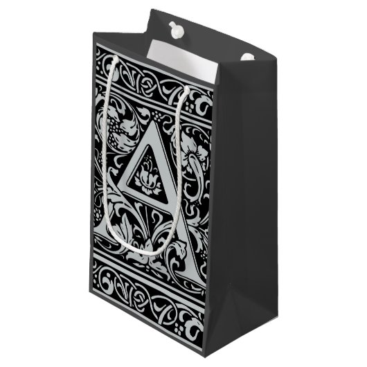 Letter A Medival Monogram Art Nouveau Kleine Geschenktüte (Vorderseite Schrägansicht)